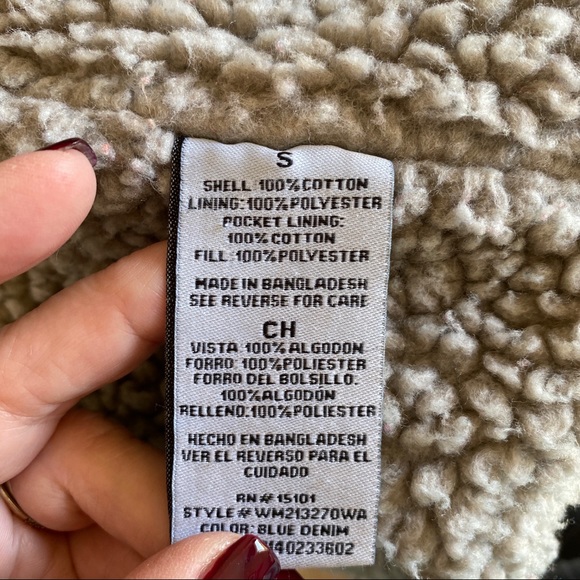 Vtg Wrangler denim Sherpa lined vest S - Picture 9 of 10